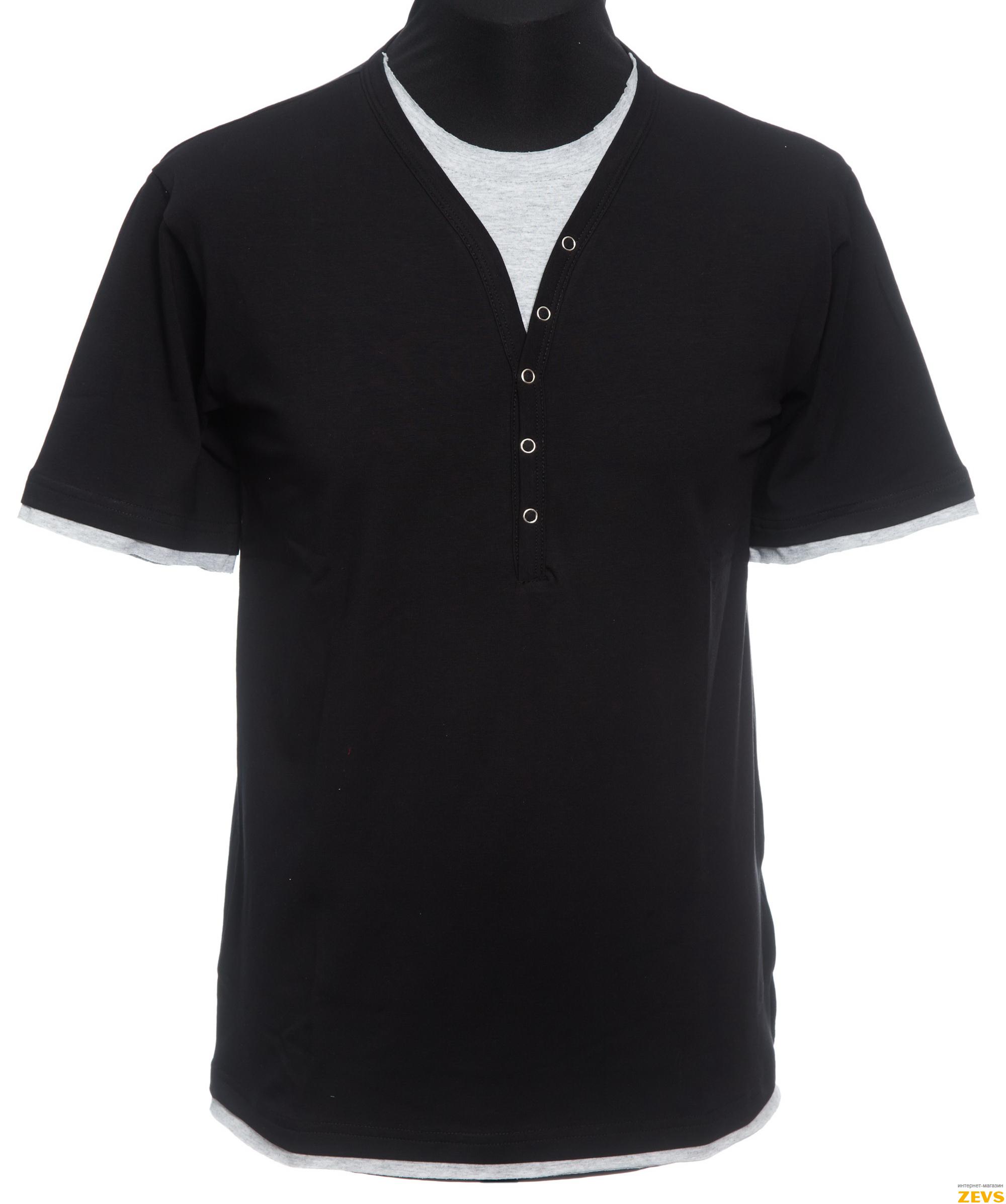Черная мужская футболка с отделкой горловины
