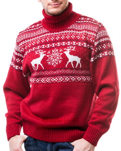 Новогодний свитер с оленями, красный