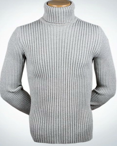 Серый шерстяной вязаный мужской свитер