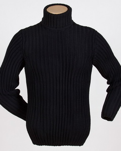 Черный шерстяной вязаный мужской свитер